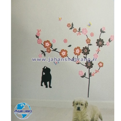 استیکر تزئینی درخت بهاری و گربه کد 067