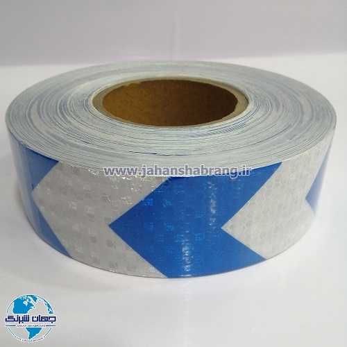 نوار شبرنگ 5سانتی اقتصادی لانه زنبوری پرسماتیک الماسی سفیدآبی فلش یورولایت کد BTF14