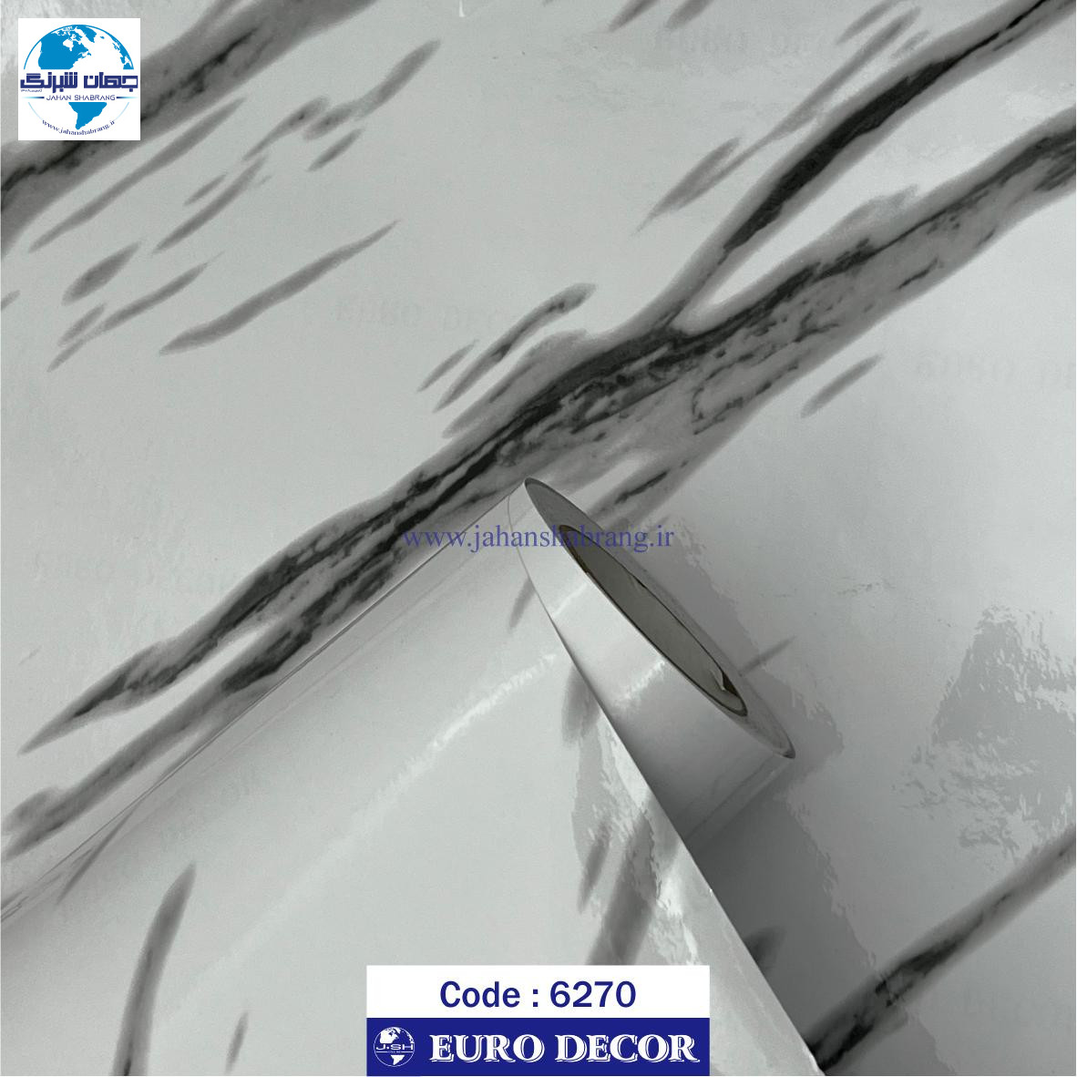 دکوری‏ ‏طرح‏ ‏سنگ‏ سفید رگه طوسی ‏هایگلاس‏ ‎‏یورو دکور‏ ‏‏کد ‏‎6270