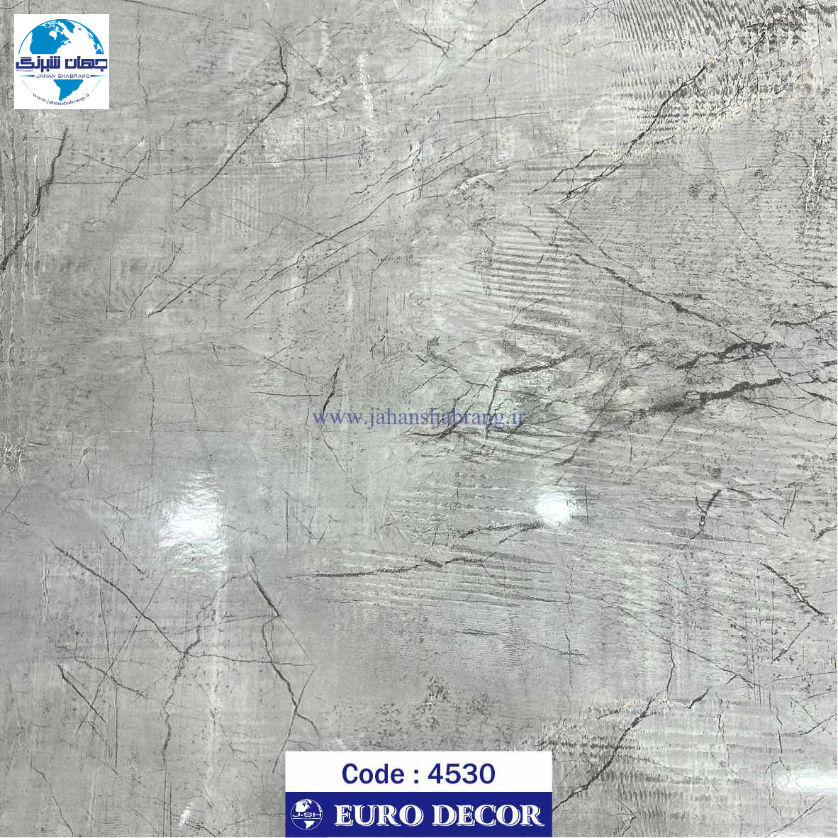 دکوری طرح سنگ ساده هایگلاس طوسی روشن 60c*25 یورودکور چین کد4530