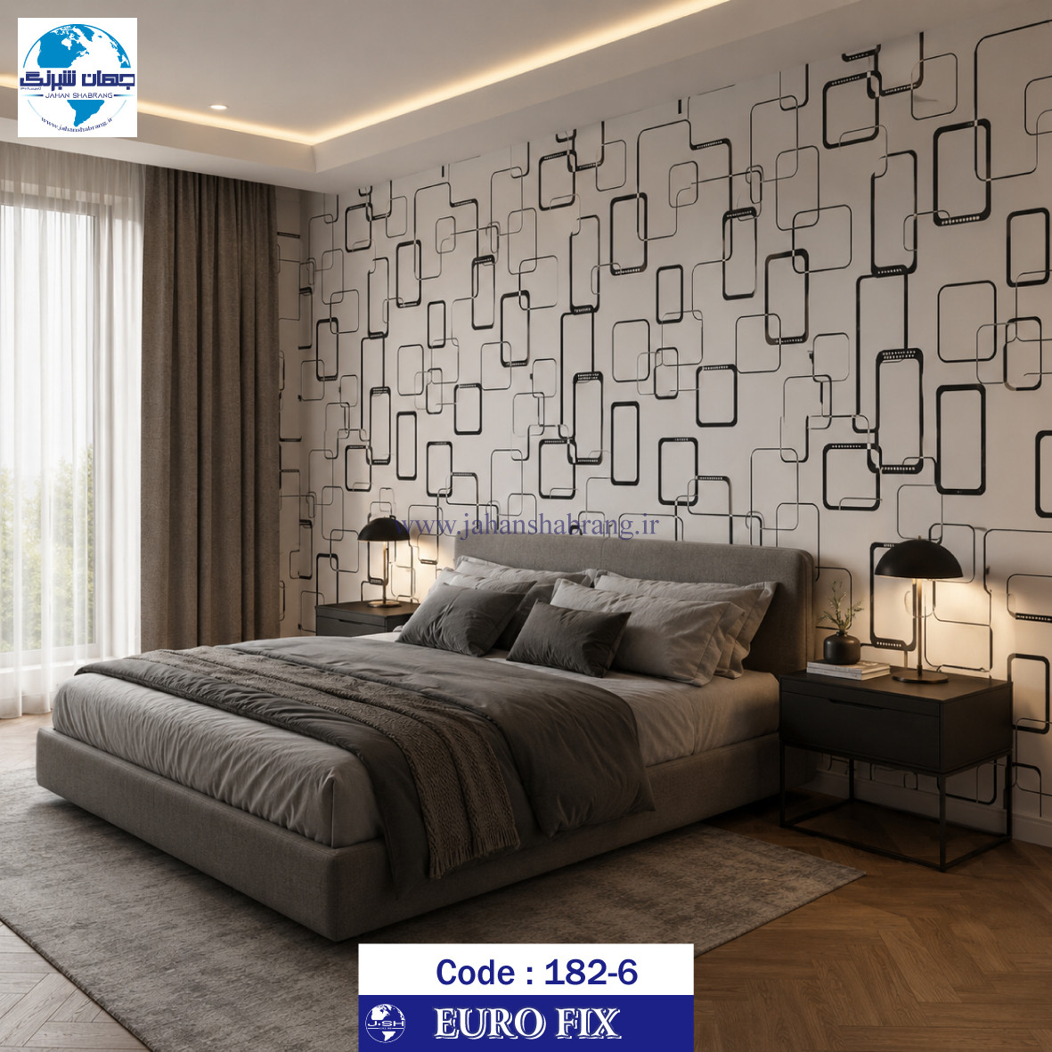 طرح‏ ‏کاغذ‏ ‏دیواری‏ سفید طرحدار یورو فیکس‏ ‏‏کد 6-182