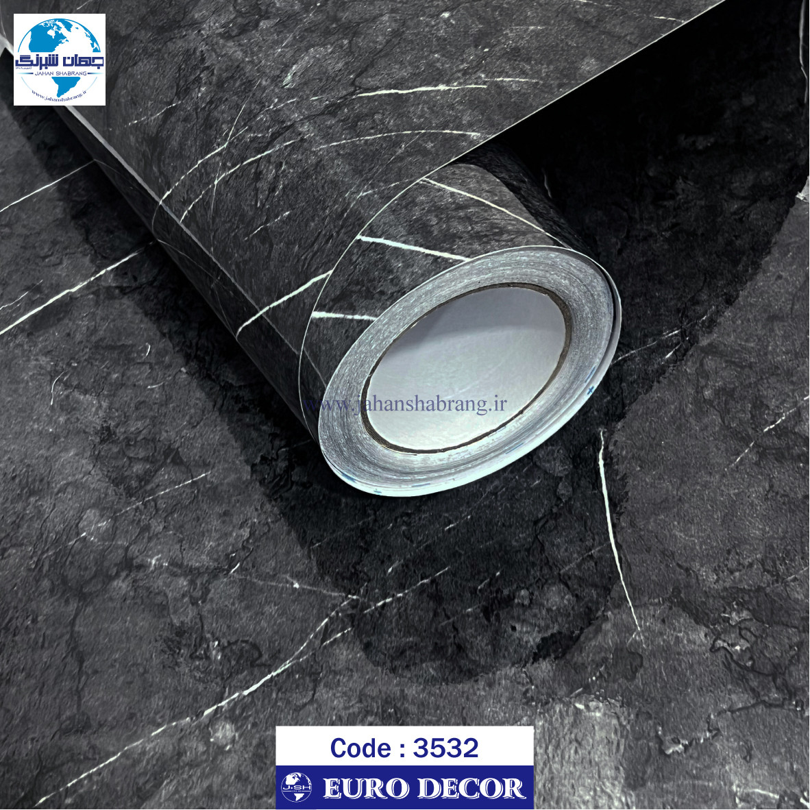 دکوری‏ ‏طرح‏ ‏سنگ‏ طوسی مرمری رگه سفید هایگلاس‏ ‎‏یورو دکور ‏‏کد 3532