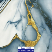 دکوری سنگ هایگلاس آبی تیره- طلایی یورو دکور‏ ‏‏کد 3609