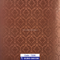 طرح‏ ‏کاغذ‏ ‏دیواری داماسک قهوه‌ای برجسته مات‏ ‏یورو دکور‏ ‏‏کد 7206